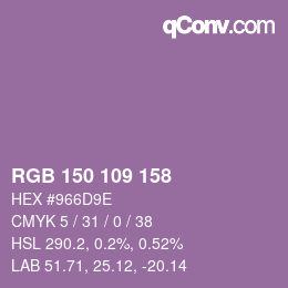 Code couleur: RGB 150 109 158 | qconv.com