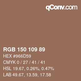 Color code: RGB 150 109 89 | qconv.com