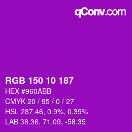 Color code: RGB 150 10 187 | qconv.com