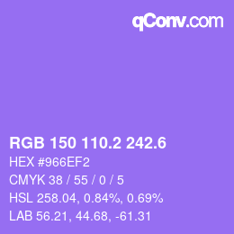 カラーコード: RGB 150 110.2 242.6 | qconv.com