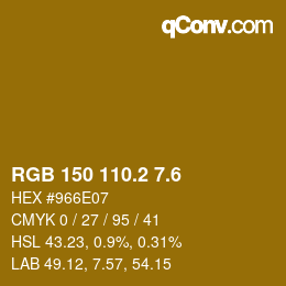 カラーコード: RGB 150 110.2 7.6 | qconv.com