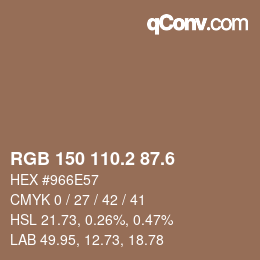 カラーコード: RGB 150 110.2 87.6 | qconv.com
