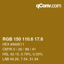 カラーコード: RGB 150 110.6 17.6 | qconv.com
