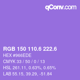 カラーコード: RGB 150 110.6 222.6 | qconv.com