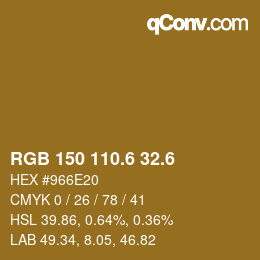 カラーコード: RGB 150 110.6 32.6 | qconv.com