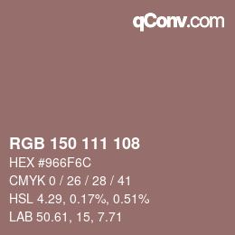 Code couleur: RGB 150 111 108 | qconv.com