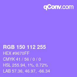 Código de color: RGB 150 112 255 | qconv.com