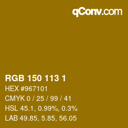 Color code: RGB 150 113 1 | qconv.com