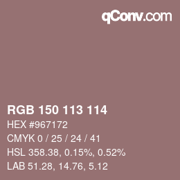 Código de color: RGB 150 113 114 | qconv.com