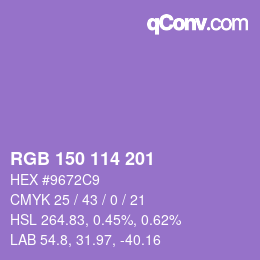 Color code: RGB 150 114 201 | qconv.com