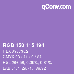 Color code: RGB 150 115 194 | qconv.com