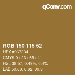 Color code: RGB 150 115 52 | qconv.com