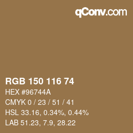 Color code: RGB 150 116 74 | qconv.com