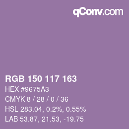 Farbcode: RGB 150 117 163 | qconv.com