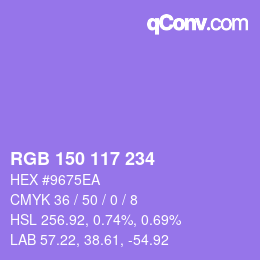 カラーコード: RGB 150 117 234 | qconv.com