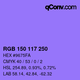 Color code: RGB 150 117 250 | qconv.com