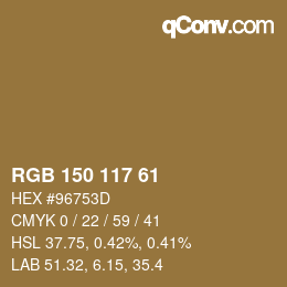 Farbcode: RGB 150 117 61 | qconv.com