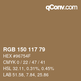 Farbcode: RGB 150 117 79 | qconv.com