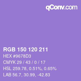 カラーコード: RGB 150 120 211 | qconv.com