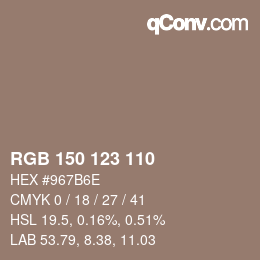 カラーコード: RGB 150 123 110 | qconv.com