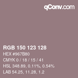 Código de color: RGB 150 123 128 | qconv.com