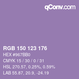 カラーコード: RGB 150 123 176 | qconv.com
