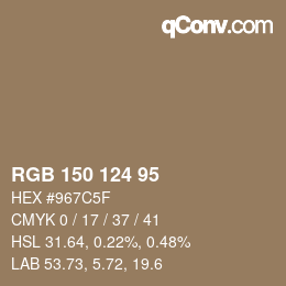 Farbcode: RGB 150 124 95 | qconv.com