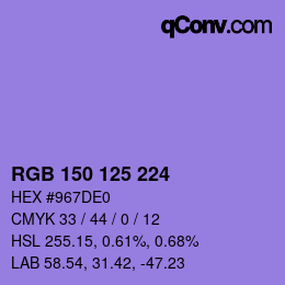 Color code: RGB 150 125 224 | qconv.com