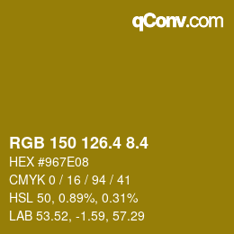 カラーコード: RGB 150 126.4 8.4 | qconv.com