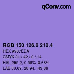 カラーコード: RGB 150 126.8 218.4 | qconv.com