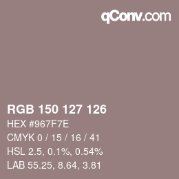 颜色代码: RGB 150 127 126 | qconv.com
