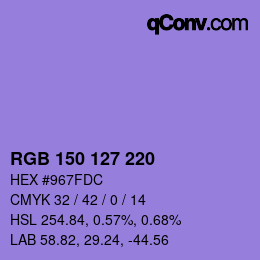 颜色代码: RGB 150 127 220 | qconv.com