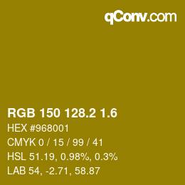 カラーコード: RGB 150 128.2 1.6 | qconv.com