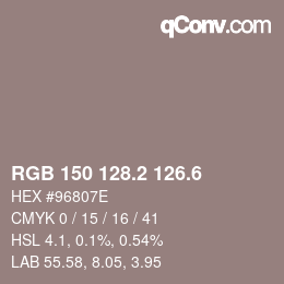 カラーコード: RGB 150 128.2 126.6 | qconv.com