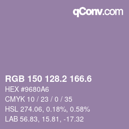 カラーコード: RGB 150 128.2 166.6 | qconv.com