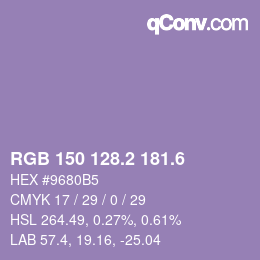 カラーコード: RGB 150 128.2 181.6 | qconv.com
