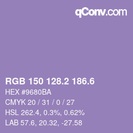 カラーコード: RGB 150 128.2 186.6 | qconv.com