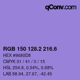 カラーコード: RGB 150 128.2 216.6 | qconv.com