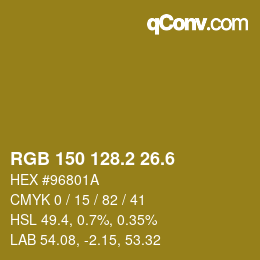カラーコード: RGB 150 128.2 26.6 | qconv.com