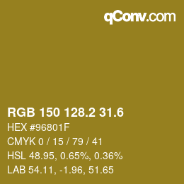 カラーコード: RGB 150 128.2 31.6 | qconv.com