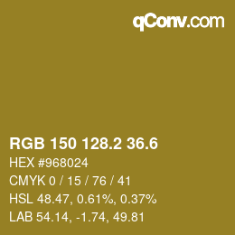 カラーコード: RGB 150 128.2 36.6 | qconv.com