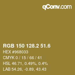 カラーコード: RGB 150 128.2 51.6 | qconv.com