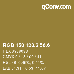 カラーコード: RGB 150 128.2 56.6 | qconv.com