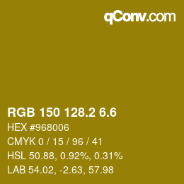 カラーコード: RGB 150 128.2 6.6 | qconv.com