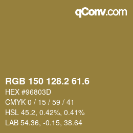 カラーコード: RGB 150 128.2 61.6 | qconv.com