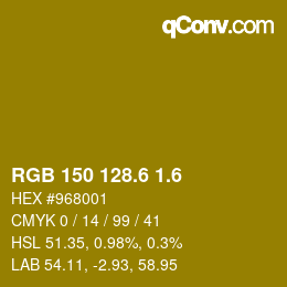 カラーコード: RGB 150 128.6 1.6 | qconv.com