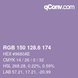カラーコード: RGB 150 128.6 174 | qconv.com