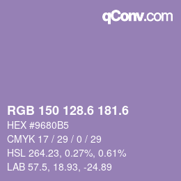 カラーコード: RGB 150 128.6 181.6 | qconv.com