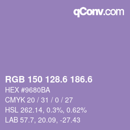 カラーコード: RGB 150 128.6 186.6 | qconv.com