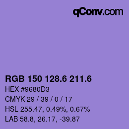 カラーコード: RGB 150 128.6 211.6 | qconv.com